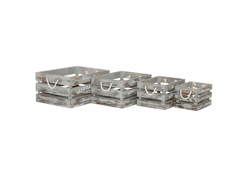 Lot de 4 boîtes de rangement décoratives en bois Patricia