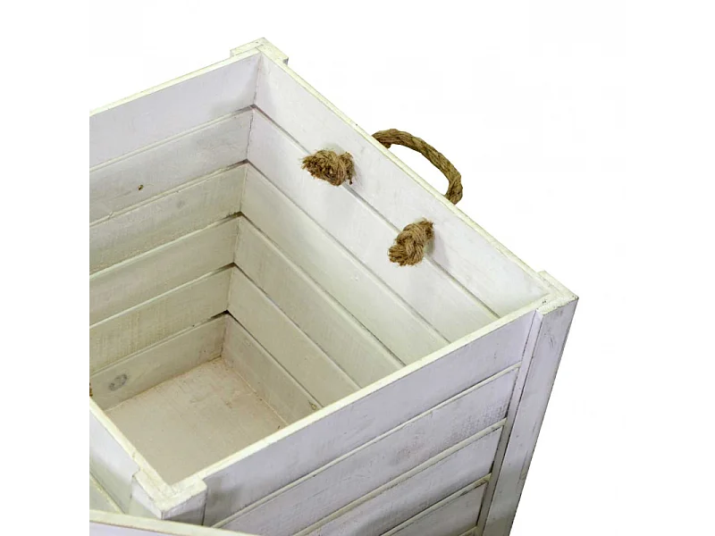 Scatola legno bianca 1-3 puff cm42x42h43,5