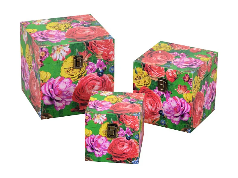 Scatola ecopelle 1-3 multicolor quadro cm 22x22h22