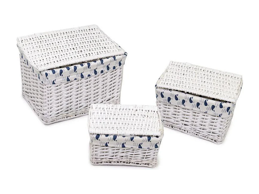 Scatola vimini ismaele 1-3 bianco rettangolare cm 45x35h30