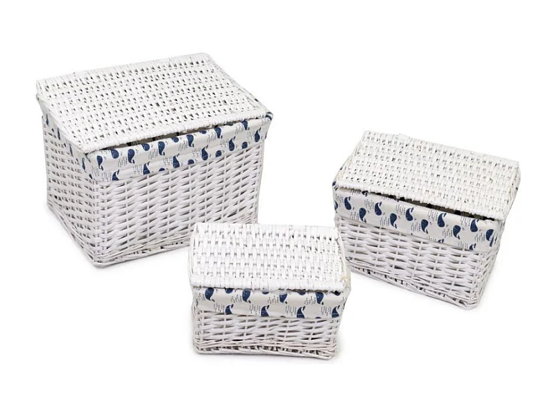 Scatola vimini ismaele 1-3 bianco rettangolare cm 45x35h30