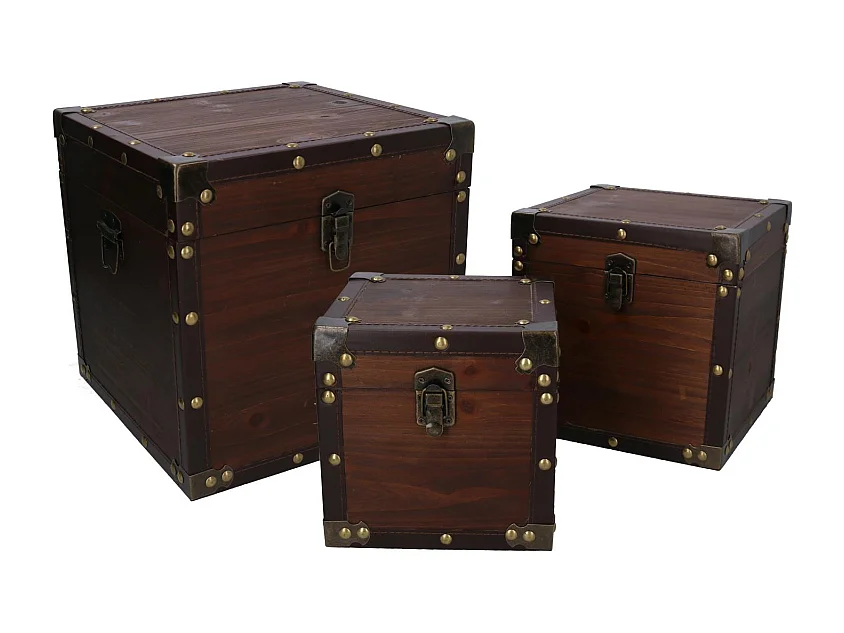 Scatola legno ecopelle 1-3 marrone quadro cm30x30h30