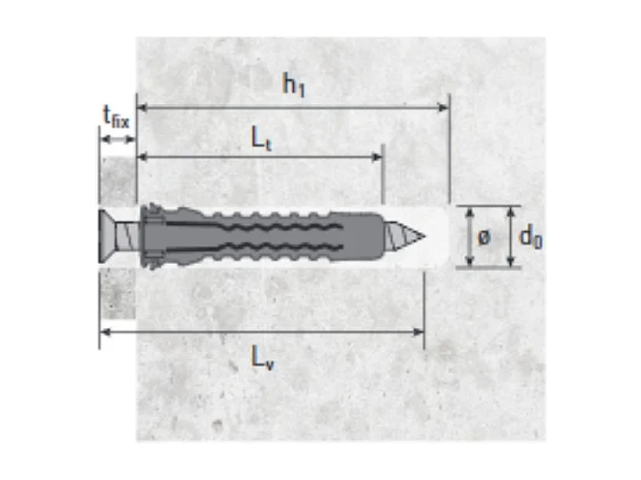 Tassello in nylon RX010VBK ø 10X50 e vite MM. 6X60 Made in Italy