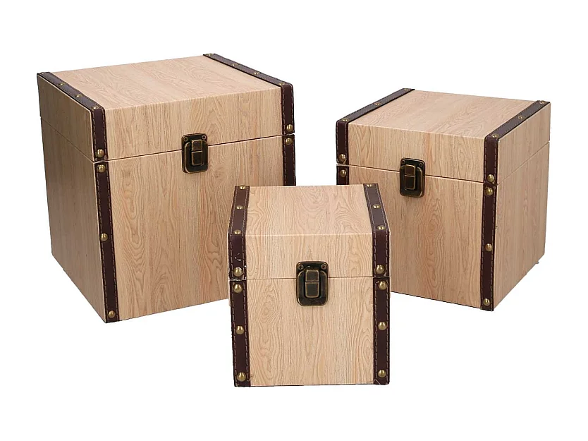 Scatola ecopelle 1-3 effetto legno quadro cm 22x22h22