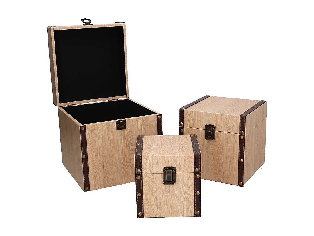 Scatola ecopelle 1-3 effetto legno quadro cm 22x22h22