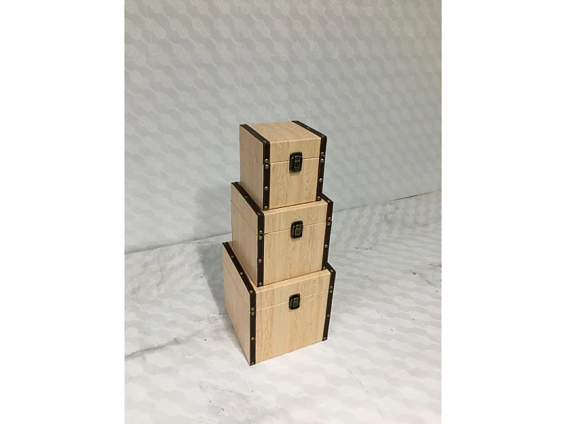 Scatola ecopelle 1-3 effetto legno quadro cm 22x22h22