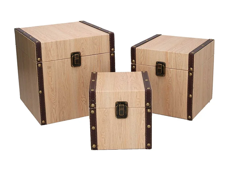 Scatola ecopelle 1-3 effetto legno quadro cm 22x22h22