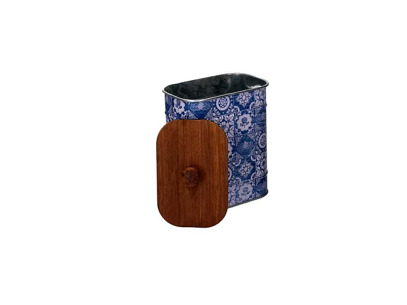 Scatola metallo mandala blu ovale cm 13x8,5h16,3