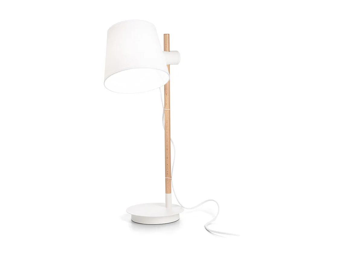Lampade Da Scrivania-Ufficio Industrial-Minimal Axel Legno Bianco 1 Luce E27