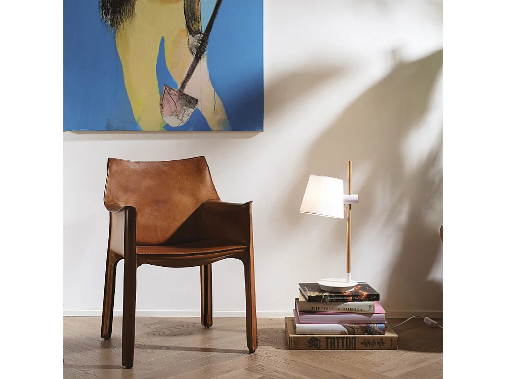 Lampade Da Scrivania-Ufficio Industrial-Minimal Axel Legno Bianco 1 Luce E27