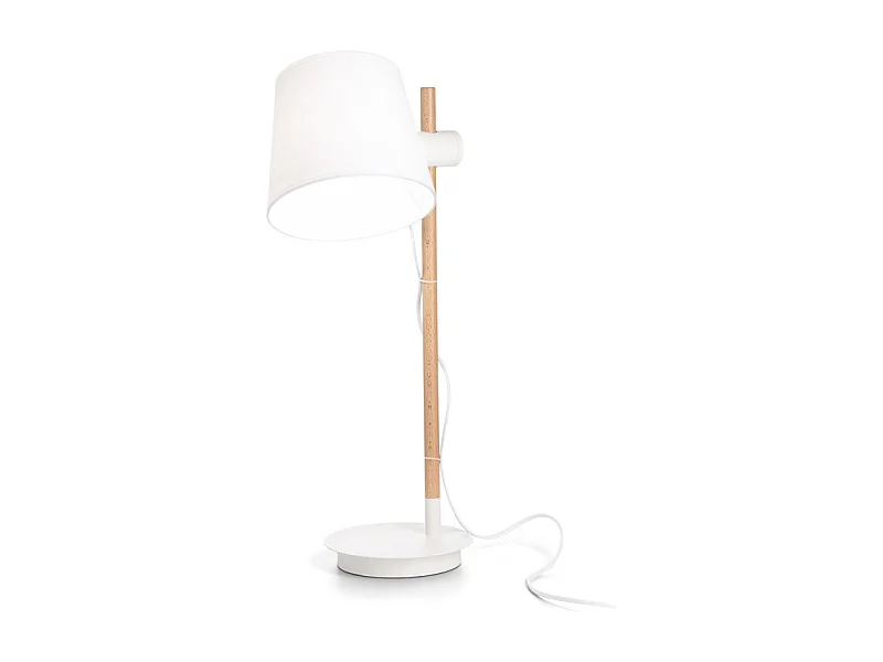 Lampade Da Scrivania-Ufficio Industrial-Minimal Axel Legno Bianco 1 Luce E27