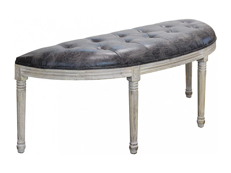 Set di 2 PANCA MARGI IN IN ECOPELLE VINTAGE GRIGIO