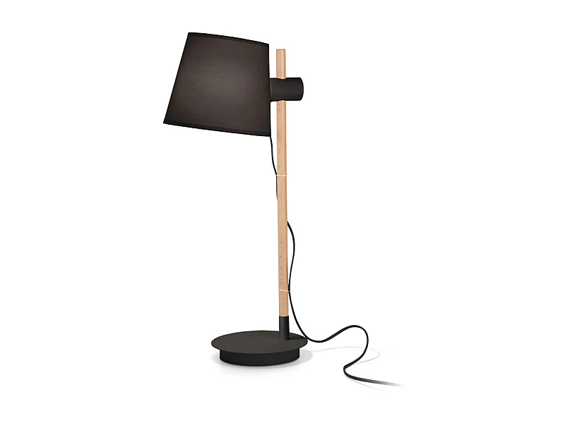 Lampade Da Scrivania-Ufficio Industrial-Minimal Axel Legno Nero 1 Luce E27