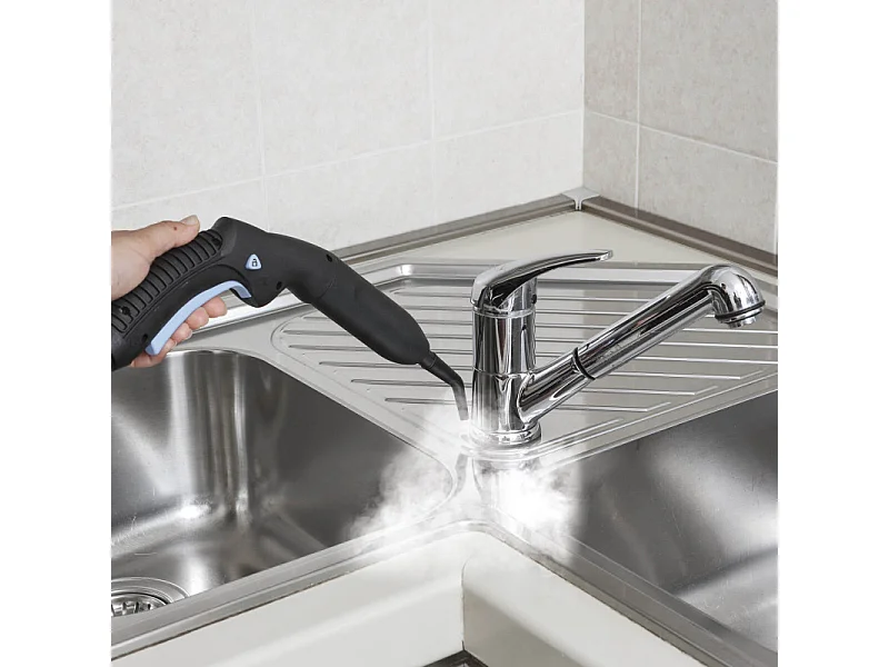 Pulitore a vapore 1500W, 5 bar, 45 minuti di vapore continuo, kit accessori - Bianco