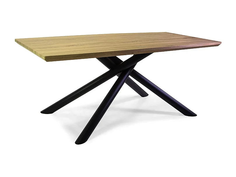 Tavolo metallo Canberra nero con top legno naturale cm 180x90h75