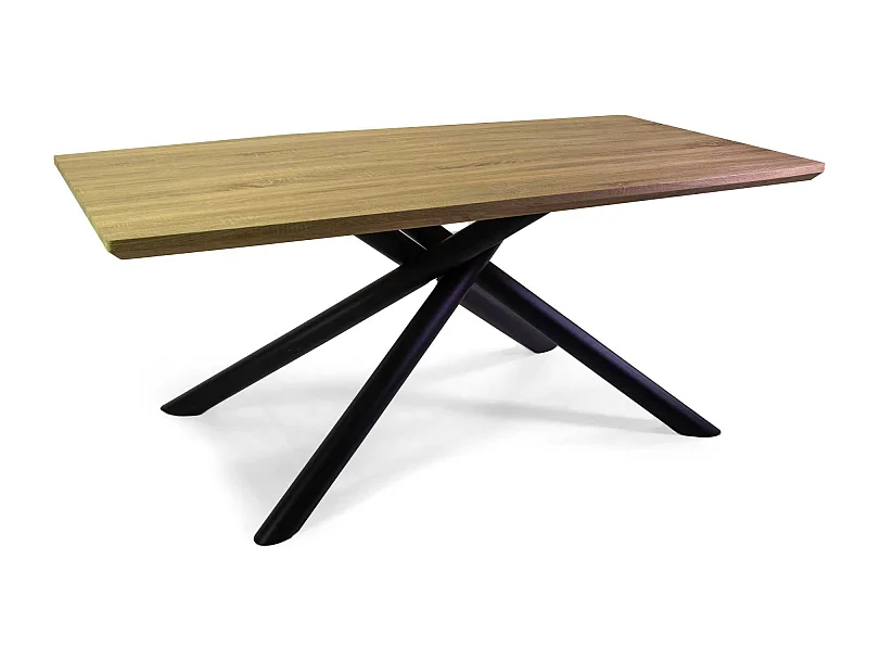 Tavolo metallo Canberra nero con top legno naturale cm 180x90h75