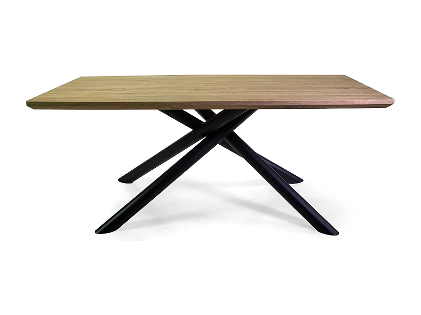 Tavolo metallo Canberra nero con top legno naturale cm 180x90h75