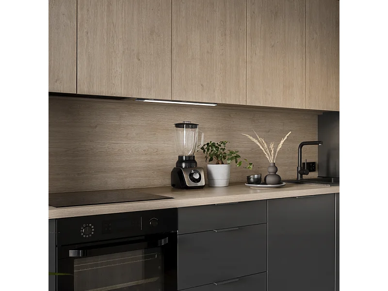 Applique LED Kaus Black ricaricabile via USB con sensore tattile di prossimità, 600mm, Verniciato nero