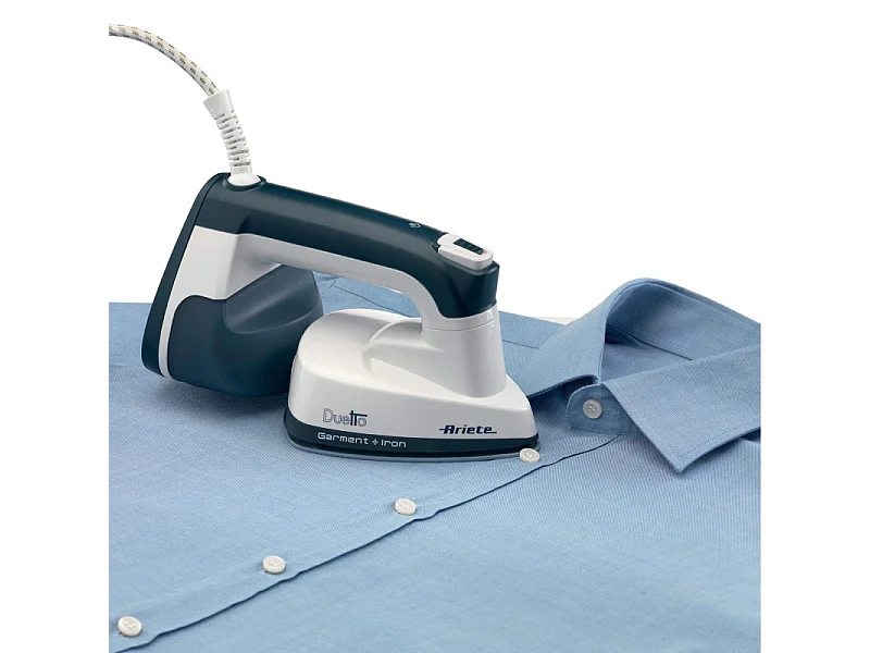 Stiratrice Verticale e Ferro da Stiro - Piastra in Ceramica, 1000W - Bianco e Blu