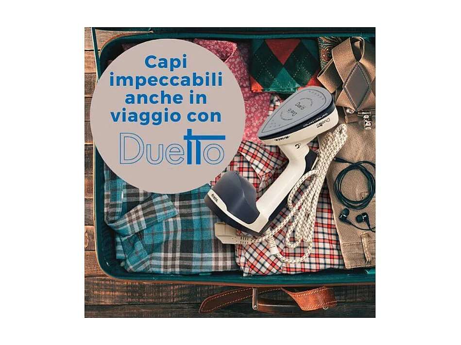 Stiratrice Verticale e Ferro da Stiro - Piastra in Ceramica, 1000W - Bianco e Blu