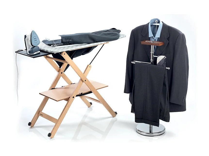 Stiratrice Verticale e Ferro da Stiro - Piastra in Ceramica, 1000W - Bianco e Blu