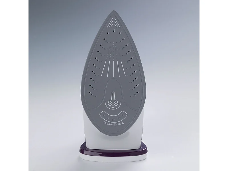 Ferro da stiro - Piastra in ceramica - Colpo vapore 140g/min - Serbatoio 320ml - 2200W - Bianco e Porpora