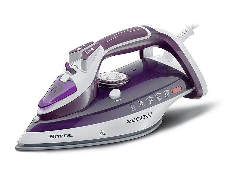 Ferro da stiro - Piastra in ceramica - Colpo vapore 140g/min - Serbatoio 320ml - 2200W - Bianco e Porpora