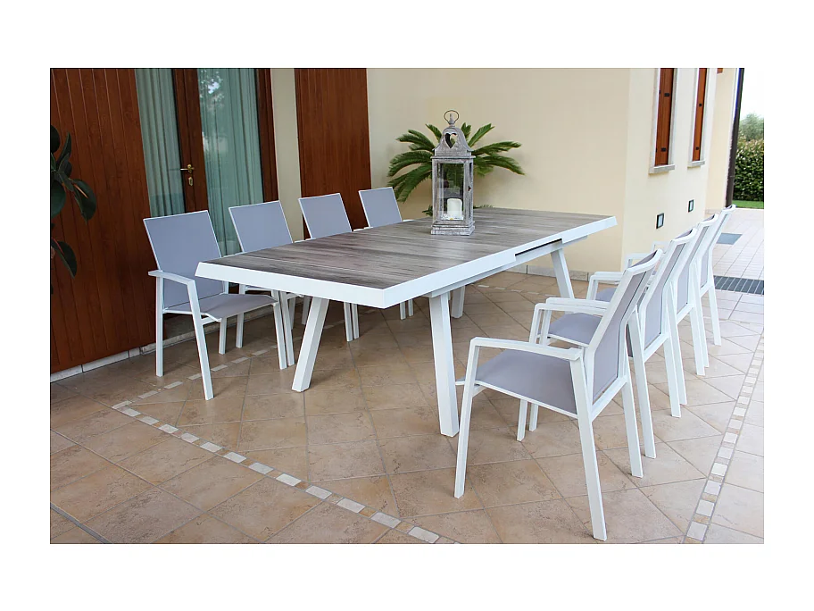 ALUMINIUM- UND KERAMIKTISCH SEATTLE WEISS 205/265x105 cm