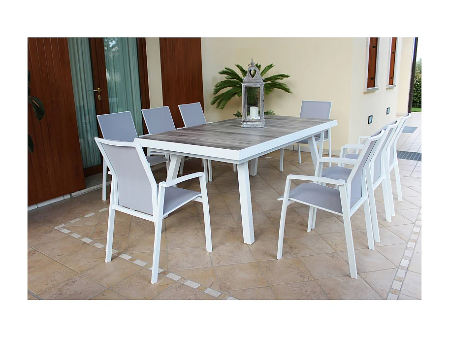 ALUMINIUM- UND KERAMIKTISCH SEATTLE WEISS 205/265x105 cm