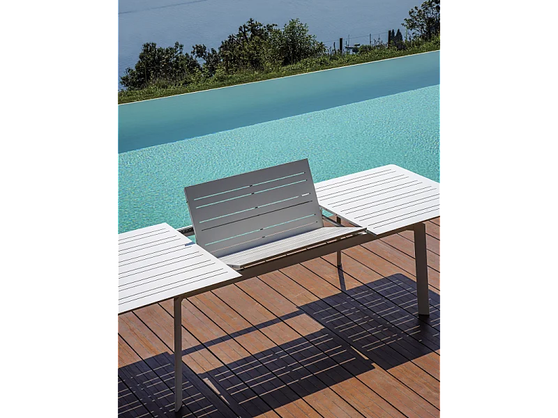 Tavolo Porto Ercole Allungabile 200/300 X 102 Cm - Allungo Centrale - Bianco Moia