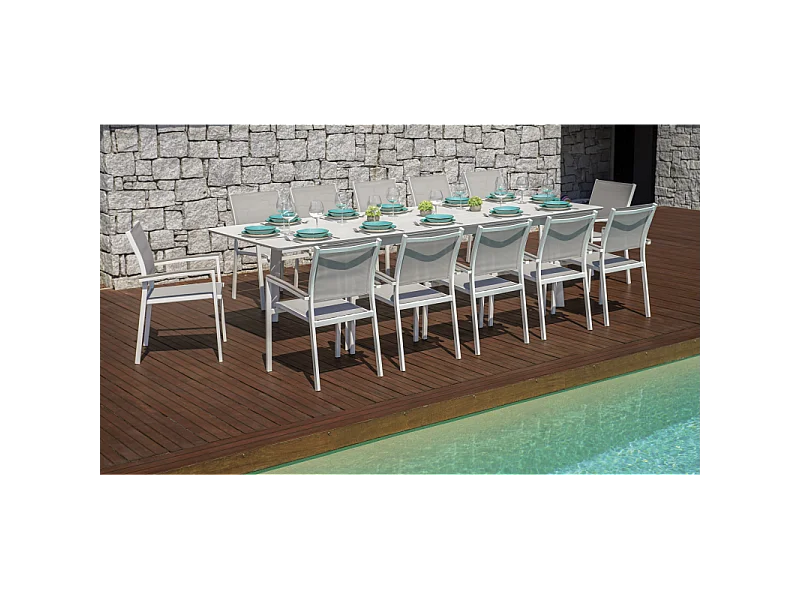 Tavolo Porto Ercole Allungabile 200/300 X 102 Cm - Allungo Centrale - Bianco Moia