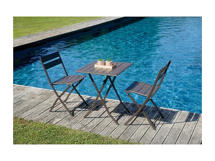 Tavolo MOIA Lucca in alluminio pieghevole 60 x 60, colore chocolate