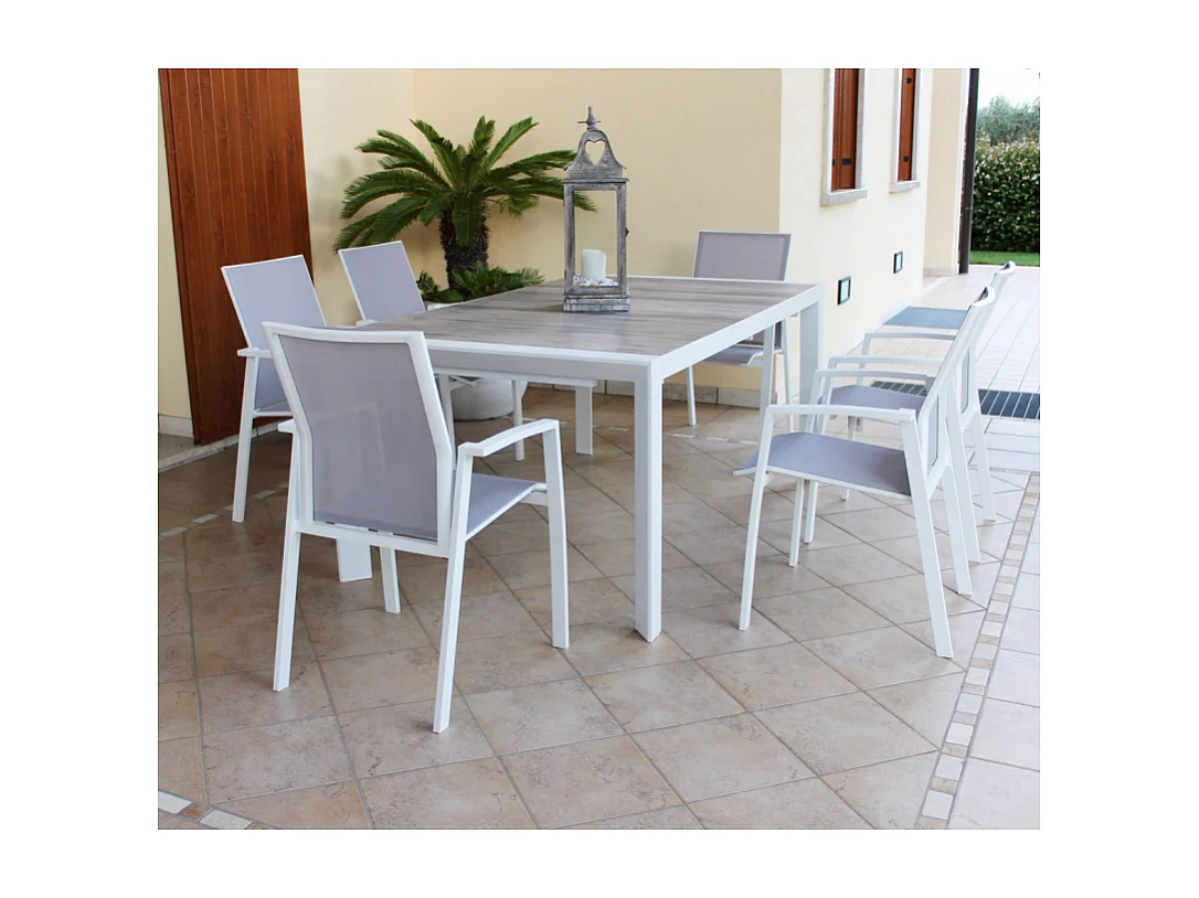 ALUMINIUM- UND KERAMIKTISCH PORTLAND WEISS 175/235x100 cm