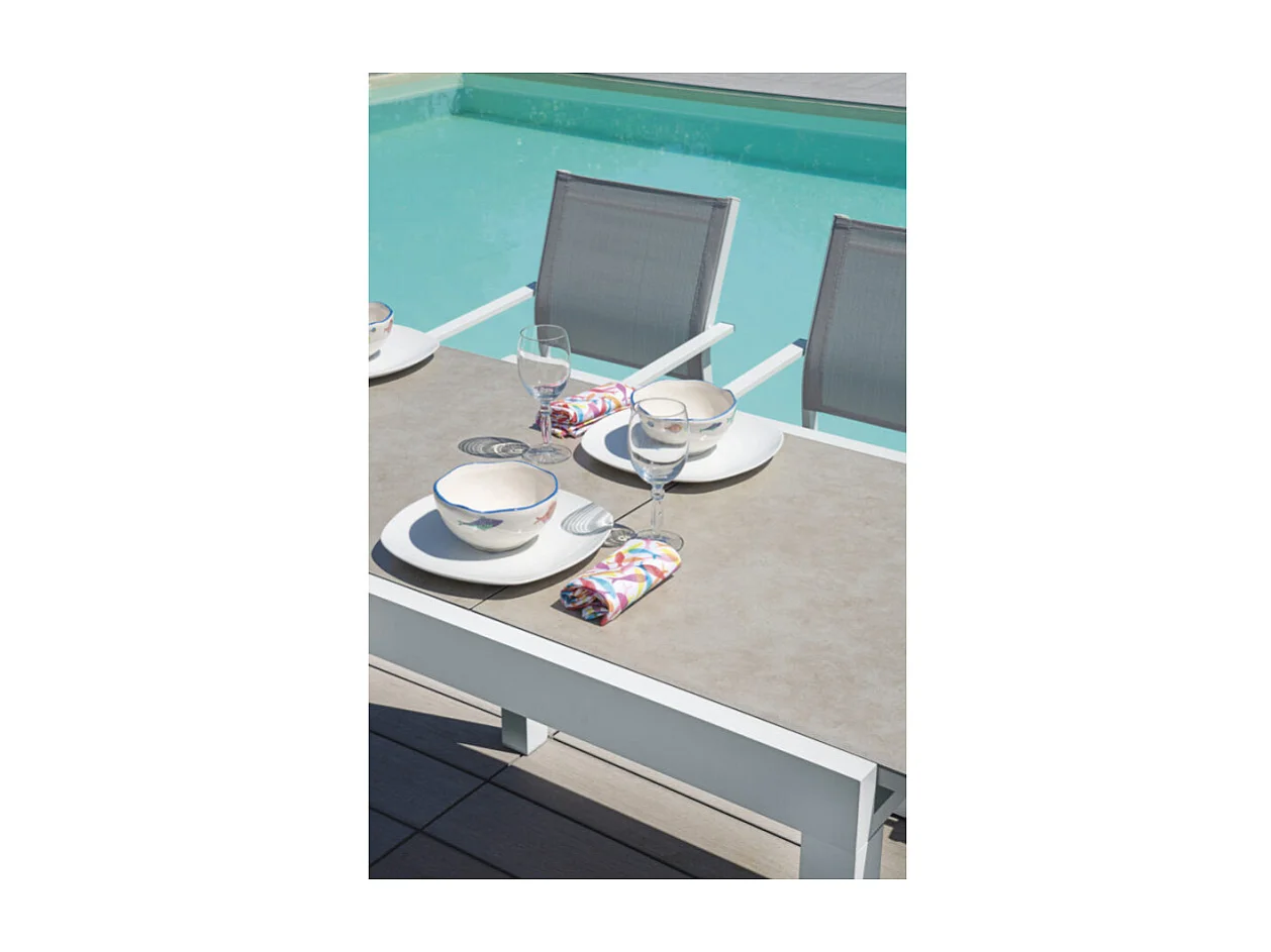 Tavolo Spalato 104/208X75 Alluminio Bianco Moia