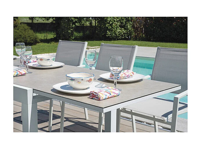 Tavolo Spalato 104/208X75 Alluminio Bianco Moia