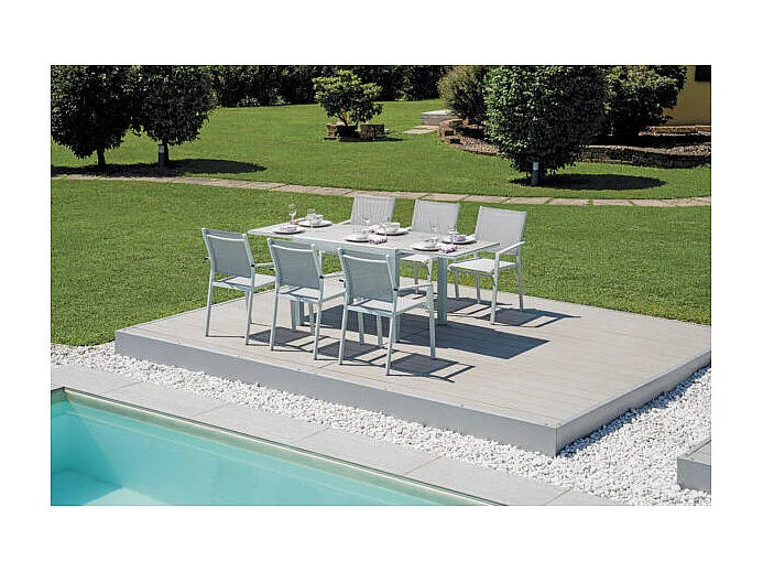 Tavolo Spalato 104/208X75 Alluminio Bianco Moia