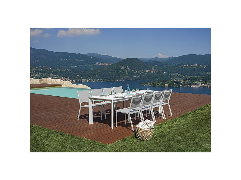 Tavolo Anzio Allungabile 165/250 X 90 Cm - Allungo Con Gambe Scorrevoli - Bianco Moia