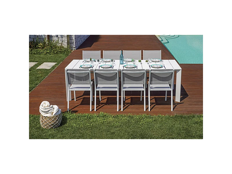 Tavolo Anzio Allungabile 165/250 X 90 Cm - Allungo Con Gambe Scorrevoli - Bianco Moia