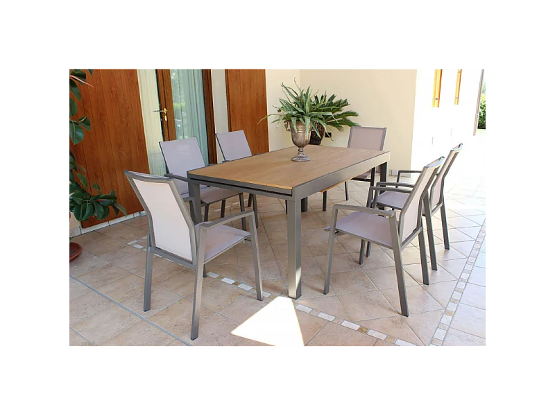 Table de jardin extensible en aluminium et polywood 160/240x95 Cayman - Taupe