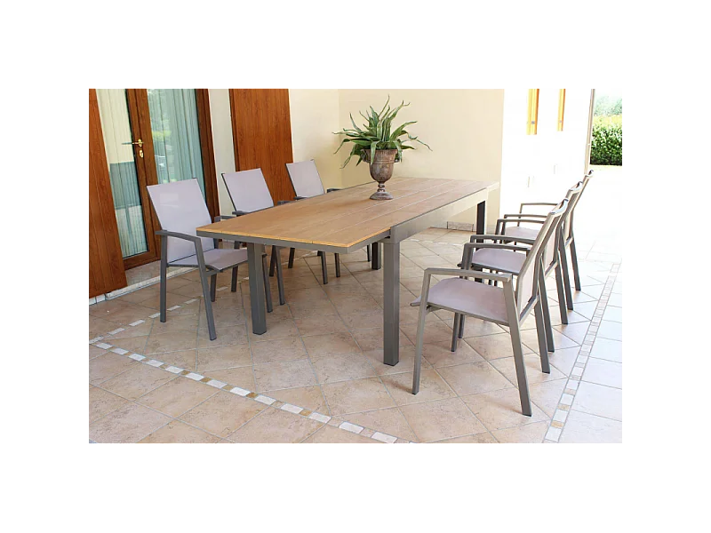 Table de jardin extensible en aluminium et polywood 160/240x95 Cayman - Taupe