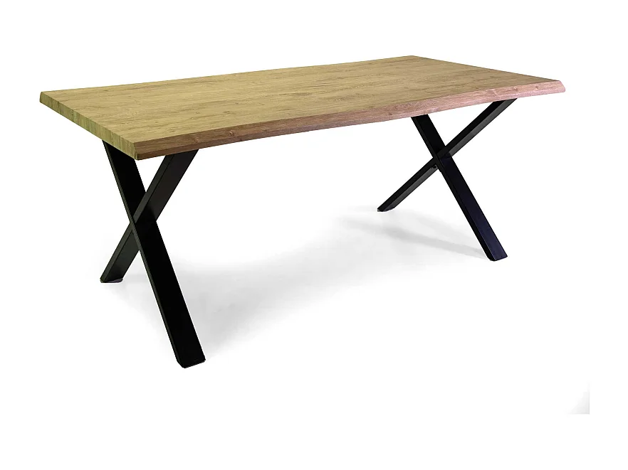 Tavolo metallo Canberra nero con top legno naturale cm 180x90h75