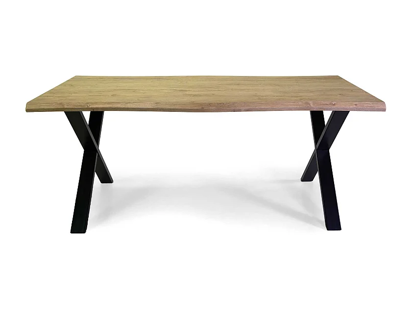 Tavolo metallo Canberra nero con top legno naturale cm 180x90h75