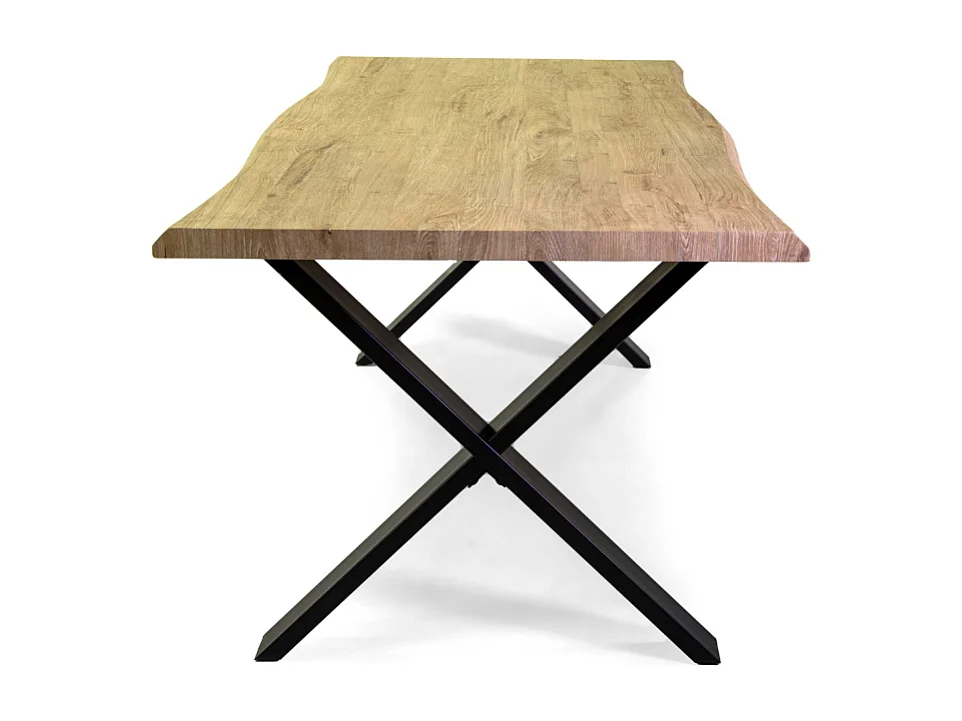 Tavolo metallo Canberra nero con top legno naturale cm 180x90h75