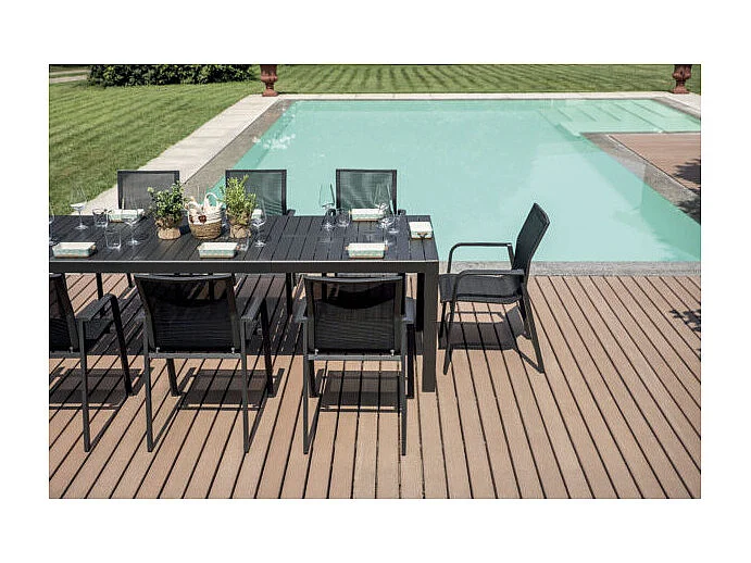 Tavolo Naxos 160/240X90 Antracite - Gambe Scorrevoli Moia