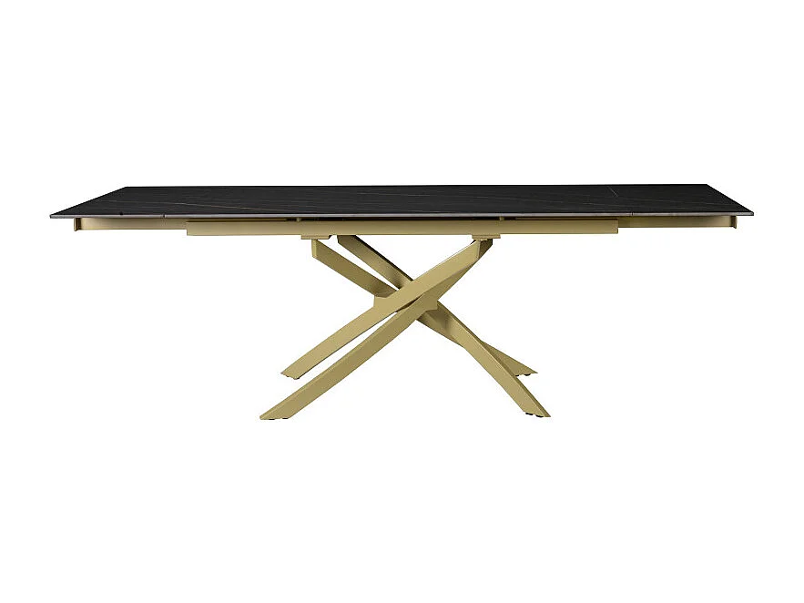 Tavolo Pegaso Piano Nero Con Venature Gambe Oro Per Soggiorno, Cucina E Arredo Bar