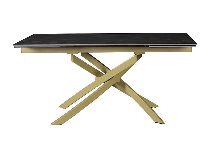 Tavolo Pegaso Piano Nero Con Venature Gambe Oro Per Soggiorno, Cucina E Arredo Bar