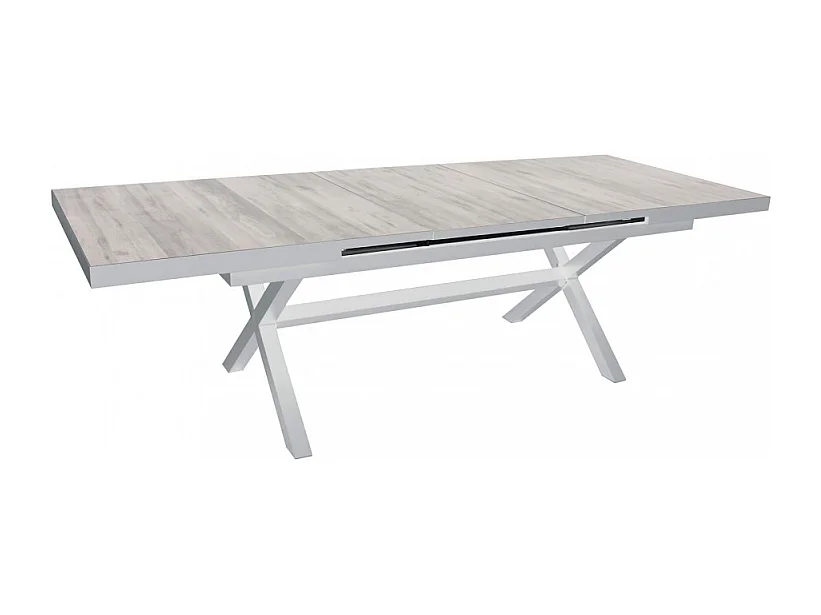 ALUMINIUM- UND KERAMIKTISCH DJERBA WEISS 200/260x100 cm