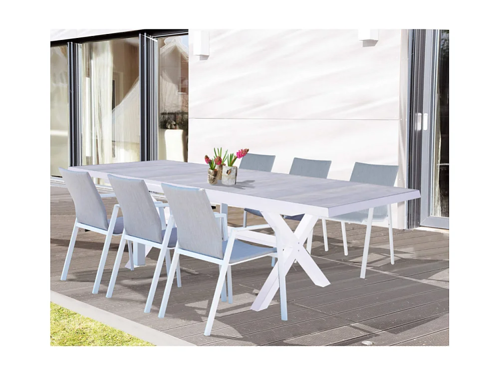 ALUMINIUM- UND KERAMIKTISCH DJERBA WEISS 200/260x100 cm