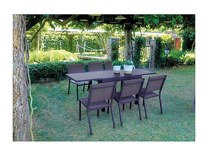 Tavolo Balcone Capannori MOIA 106/212x75 in alluminio chocolate