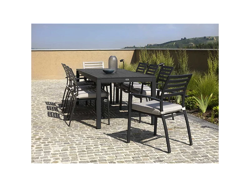 Tavolo alluminio boston allungabile antracite rettangolare cm 160/220x90h76